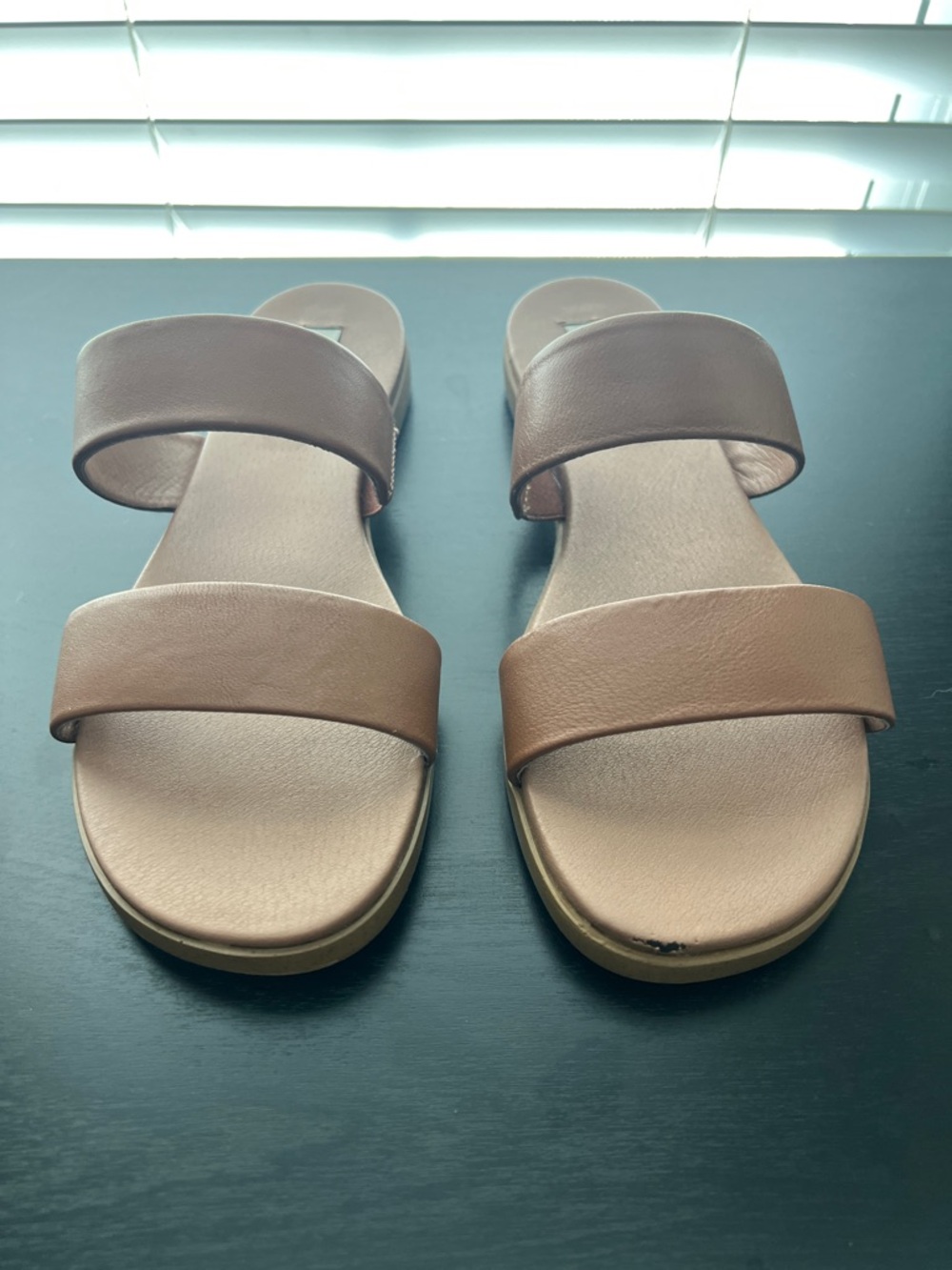 Steve Madden Women's Double-Strap Slide Sandals in Brown/Tan - Picture 2 of 4